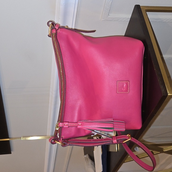 Dooney & Bourke Selina Fuchsia Florentine Leather Crossbody Bag - Picture 2 of 16